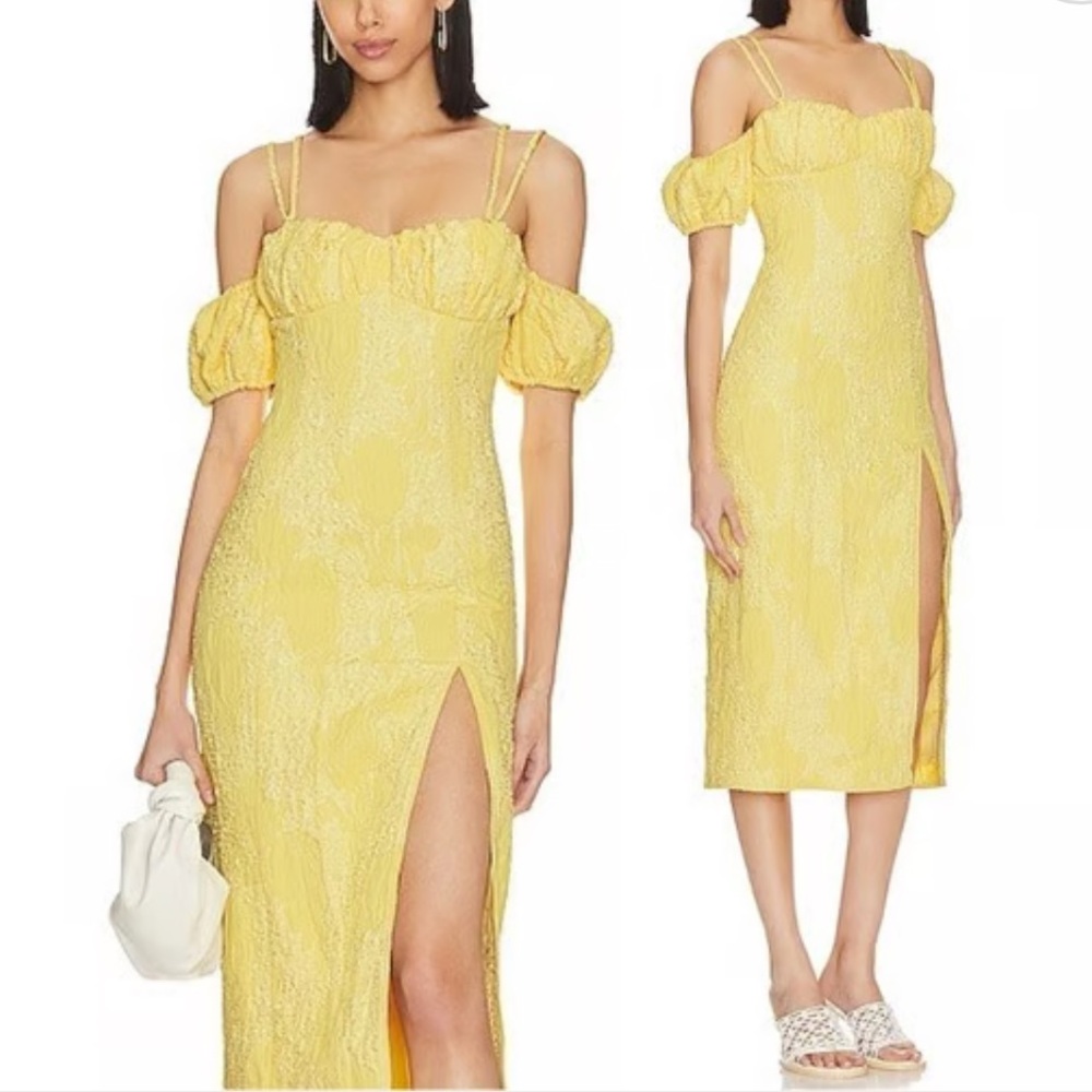 Camila Coelho Clemence Midi dress in Buttercream Yellow